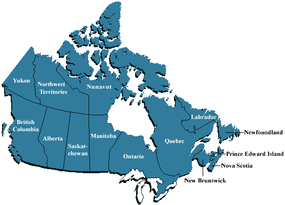 Clickable map of Canada